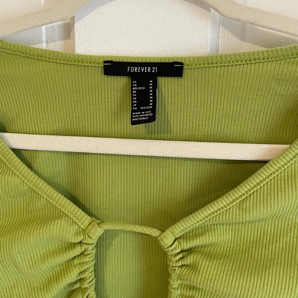 Green Ribbed Crop Top - Picture 2 of 5